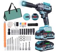 BRILVERDE - Llave de impacto inalámbrica sin rosca, 21 V, atornillador eléctrico, 650 Nm, con 2 unidades, 4,0 Ah, baterías, 6 velocidades, 2600 RPM, para camión de coche, cambio de neumáticos (B)