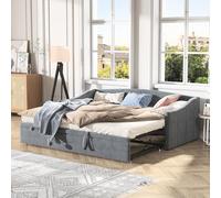 BRILVERDE Sofá cama doble, sofá cama extensible 90/180 x 200 cm, sofá plegable con somier, sofá cama de 2 plazas con función de dormir, sofá cama, terciopelo, gris (sin colchón) (gris-b)