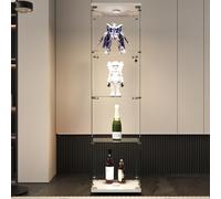 BRILVERDE Vitrina de cristal para colección con 4 estantes, transparente para muebles con cerradura y LED, para libros coleccionables, vino (blanco, 42,49 x 36,49 x 163,9 cm)