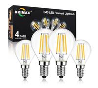 BRIMAX Bombillas LED regulables E14, 2700 K, luz blanca cálida, 6 W (equivalente a 60 W), 600 lúmenes, CA 220 - 240 V, G45, pequeña bombilla de filamento de cristal transparente para lámparas de techo