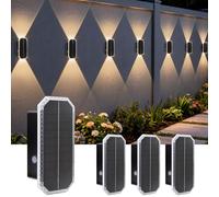 BRIMAX Lámpara Solar de Pared Doble Cabeza, 1800mAh IP65 Resistente Luz Solar 3 Modos Blanco Cálido/Blanco Neutro/Blanco Frío, Iluminación LED Exterior para Casa Pared Jardín Terraza Pack de 4