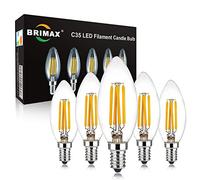 BRIMAX LED 5 piezas Regulables Bombillas Vela, Casquillo E14, 2700K Blanco Cálido, 4W sustituye a 40 Vatios, 400 Lumen, AC220-240V, VidrioTransparente Edison Bombilla de Filamento C35