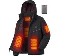Brimekey Chaqueta Calefactable Hombre con Forro Polar y Brazalete, Batería 20000mAh 7.4V, 6 Zonas de Calefacción y 3 Niveles de Temperatura, Chaqueta Impermeable e Impermeable de Invierno para Esquí