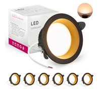 BRIMETI Downlight LED Techo Empotrable Negro, 6x 7W Foco LED Redondo 3000K Luz Blanco Cálido IP44, Recorte 70mm, AC 220-240V, Foco de Techo Ultraplano para Dormitorio, Baño, Cocina