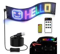 BRIMETI Letrero LED para Coche Pantalla LED Lámpara de Ojos 37.5x9cm USB 5V Impermeable Flexible Programable Panel Matriz con Bluetooth Control App RGB para Auto Camión Tienda Bar Publicidad Eventos