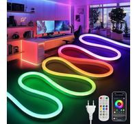 BRIMETI Neón Tiras LED 20M, RGBIC LED Neon Strip Luces 220V Impermeabile IP65 Flexible Strip Light, Bluetooth APP Control, para Dormitorio, Bar, Sala de Juegos, Cumpleaños Fiesta Exterior Navidad