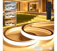 BRIMETI Tira LED 220V 10M Exterior IP65 Impermeable Silicona Flexible CCT Regulable Luces Amarilla/Blanco Natural/Blanco 120LEDs/M Recortable Neon Light Luz Con Fuente de Alimentación Control Remoto