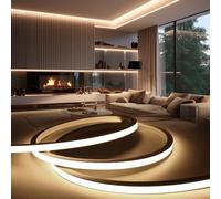 BRIMETI Tira LED 220V Neon 15M Exterior Silicona Impermeable Flexible IP65 120 LED/M Strip Light Luz de la Cuerda Interior,para Dormitorio,Bar,para Fiestas Decoración Party (Blanco Natural)