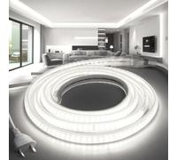 BRIMETI Tira LED Neon 220V 10M 6000K Blanca Fria 145LEDS/m Impermeable IP65 Luces Flexible Cortable LED Tira Strip con Cable de Alimentación para Cocina Interior Exterior Jardín Fiesta Decoración
