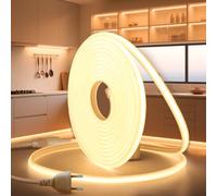 BRIMETI Tira LED Neon COB 2M 220V Blanco Cálido 3000K 320LED/m Impermeable IP65 Luces Flexible Cortable LED Luces con Cable de Alimentación para Exterior Interior Casa Cocina Jardín Decoración