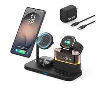 BRIMFORD Cargador Inalámbrico Samsung 3 en 1 con Anillo Magnético, Cargador samsung carga rapida para Galaxy S25 S24 S23 Ultra,Galaxy Watch 8/7/6, EarBuds, Base de Carga para Xiaomi 17 15 iphone 17 16