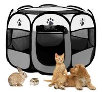 BRIMOREA Caño para cachorros, 114 x 114 x 59 cm, parque para perros pequeños, para interior y exterior, color gris