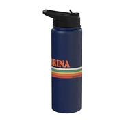 BRINA Retro Personalizado Nombre Vintage Rayas Stainless Steel Insulated Water Bottle