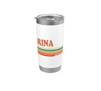 BRINA Retro Personalizado Nombre Vintage Rayas Vaso térmico de acero inoxidable de doble pared