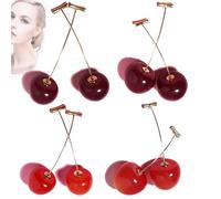 Brincos de cereja, 4 par de brincos de cereja acrílica para mulheres, queda criativa de orelhas de cereja, jóias de cereja para mulheres, Liga de aço, Sem pedra preciosa