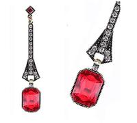 Brincos Femininos Pendientes de piedra de nacimiento chapados en oro Iced Big Cushion Cubic Zirconia Drop Dangle pendientes verdes para mujer joyería moda regalo (Red, One Size)