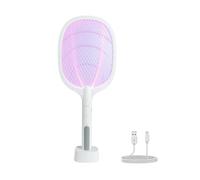 Brindek Raqueta Eléctrica Antimosquitos 2 en 1 4000V con Luz UV - Modo Manual y Automático - Batería 1800mAh Recargable USB C - Lámpara Matamoscas Interior Exterior - Triple Protección Segura