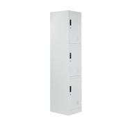 BRINDEK Taquilla Vestuario metálica 3 Puertas Blanca RAL 9016-185x38x45 cm con Cerradura - Incluye Llave | Armario metálico Estrecho para Garaje, Oficina, Gimnasio, Vestuario, Locker Individual