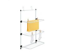 BRINDEK Tendedero Plegable Metálico para Puerta o Pared - 3 Niveles con 5 Cuerdas - Tendedero Balcón, Interior o Mampara de Ducha - Tenderetes de Ropa Plegables - Secador Ropa Aluminio Lacado Blanco