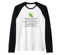 Brindis de la Amistad bendición Irlandesa trébol de 4 Hojas San Patricio Camiseta Manga Raglan