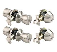 Brinks 2798-119 Bell Style Keyed Alike Door Knob and Deadbolt Set, Satin Nickel, 2-Pack by Brinks