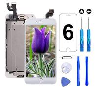 Brinonac Pantalla para iPhone 6, 4.7" Pantalla Táctil LCD con botón de Inicio,Cámara Frontal, Sensor de proximidad, Altavoz, ensamblaje de Marco digitalizador y Kit de reparación (Blanco)