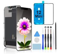 Brinonac Pantalla para iPhone 12 Mini - Pantalla LCD Full HD de 5,4 Pulgadas, Conjunto de ensamblaje de digitalizador táctil con Herramientas de reparación y Protector de Vidrio Templado