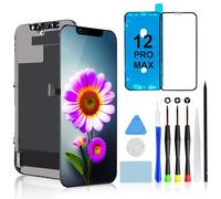 Brinonac Pantalla para iPhone 12 Pro MAX - 6,7 Pollici Display LCD Full HD, Set di Assemblaggio del Touch Digitizer con Strumenti di Riparazione e Protettore in Vetro Temperato
