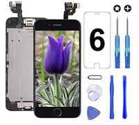 Brinonac Pantalla para iPhone 6, 4.7" Pantalla Táctil LCD con botón de Inicio,Cámara Frontal, Sensor de proximidad, Altavoz, ensamblaje de Marco digitalizador y Kit de reparación (Negro)