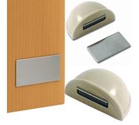 Brinox Tope de Puerta con Imán, Adhesivo, Fabricado en España, Color Beige, Incluye Placa de Acero Inoxidable, Protección de Paredes y Muebles, 1 Unidad