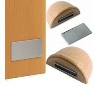 Brinox Tope de Puerta con Imán, Adhesivo, Fabricado en España, Madera Haya, Incluye Placa de Acero Inoxidable, Protección de Paredes y Muebles, 1 Unidad