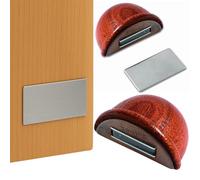 Brinox Tope de Puerta con Imán, Adhesivo, Fabricado en España, Madera Sapeli, Incluye Placa de Acero Inoxidable, Protección de Paredes y Muebles, 1 Unidad