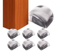 Brinox Tope de Puerta para Suelo Ovalado, 6 Unidades, Tope Adhesivo Transparente Fabricado en España con Espuma Amortiguadora, Protección Silenciosa de Pared y Muebles, Metacrilato Resistente