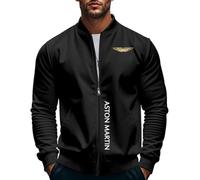 BRINSE Chaquetas Hombre Regular Fit Aston mar-t.in, Cazadora Cortavientos con Cuello Levantado, Otoño y Primavera Jacket para Exteriores, classic(Black,XXL)