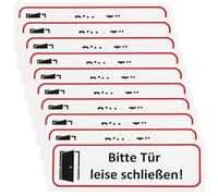 Briny River 10 piezas de 196 x 65 mm, con texto en inglés "Bitte Tür leise schließen!" PVC