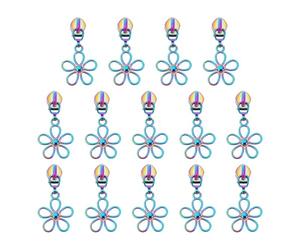 Briny River 14 Piezas de Tiradores de Cremallera de Aleación con Diseño de Flores de Colores 50 Mm X 23,5 Mm Deslizadores de Cremallera de Metal para Maletas Chaquetas Bolsos Mochilas