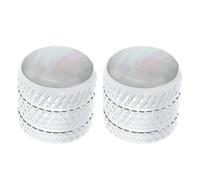 Briny River 2 pomos de doble línea de acero con carcasa blanca compatibles con Fender compatible con bajo eléctrico Telecaster, color plateado