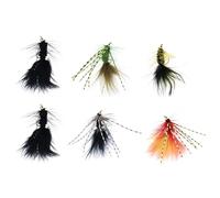 Briny River 6pcs Anzuelos de Pesca Aerodinámicos Bicolores para Moscas Mojadas Adecuados para Woolly Bugger Tamaño 10