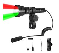 Brinyte T28 Zoom LED Linterna 3en1 (Roja, Blanca, Verde), Linterna Táctica con Regulador Continuo y Control Remoto, IP66 Linternas con 2 Baterías Recargables USB para Exterior, Camping, Senderismo