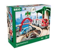 BRIO - Set Circuito de Tren de pasajeros con transbordo (33512) & Pack de ampliación de vías Mediano (33402)