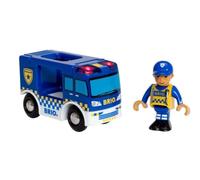 BRIO WORLD - Furgoneta de policía con luz y sonido, vehículos y juegos en Madera, 2 Piezas, Edad 3+ Años