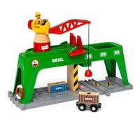 BRIO World - Grúa para Contenedores, Accesorio Tren de Madera Desde 3 años | Accesorio para tren de madera Grúa para Contenedores, para mayores de 3 años, en circuitos de madera, como juguete de madera.