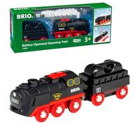 BRIO World - Tren de Vapor a Pilas | Tren de Juguete para Niños 3+ | Tren de vapor a pilas con luz, vapor de agua y vagón cisterna. Compatible con BRIO World, ideal para niños desde 3 años.