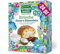 Brioches veganas rellenas con Crema de Coco y Chocolate, Sin Leche ni Huevos, Bocaditos artesanales Plant Based con Masa Madre, 45 g x 24 uds (6 Paquetes) - Vegan With Love Italian Green Bakery