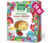 Brioches veganas rellenas con Crema y Arándanos, Sin Leche ni Huevos, Bocaditos artesanales Plant Based con Masa Madre, 45 g x 24 uds (6 Paquetes) - Vegan With Love Italian Green Bakery
