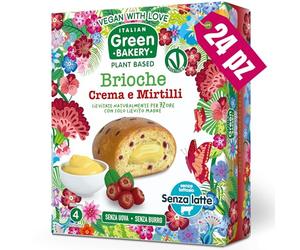 Brioches veganas rellenas con Crema y Arándanos, Sin Leche ni Huevos, Bocaditos artesanales Plant Based con Masa Madre, 45 g x 24 uds (6 Paquetes) - Vegan With Love Italian Green Bakery