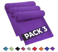 BRIOZE Toallas Gimnasio con Tecnología de Enfriamiento Pack 3, Toalla Gimnasio Hombre y Mujer, Toalla Fria Microfibra, Toalla Yoga y Fitness, Gym Towel (Morado)