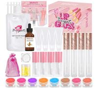 BRIPATI DIY Lip Gloss Making Kit, 46PCS DIY Lip Gloss Kit to Make Your Own Lip Gloss, Moisturizing Lip Glaze Handmade Set, Beginner Lip Gloss Kit, Lip Gloss Making Supplies Set for Women Girls