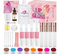 BRIPATI DIY Lip Gloss Making Kit, 46PCS DIY Lip Gloss Kit to Make Your Own Lip Gloss, Moisturizing Lip Glaze Handmade Set, Beginner Lip Gloss Kit, Lip Gloss Making Supplies Set for Women Girls