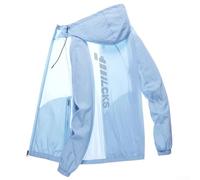 Brisa a través de tu día con este abrigo protector solar ligero para hombre, ideal para carreras y campamentos (XL azul)